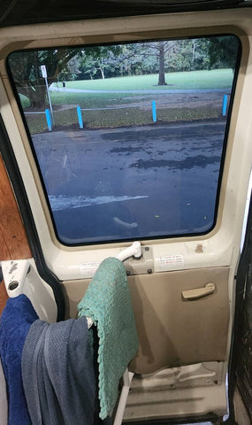 Toyota Coaster side sliding door Solarscreen