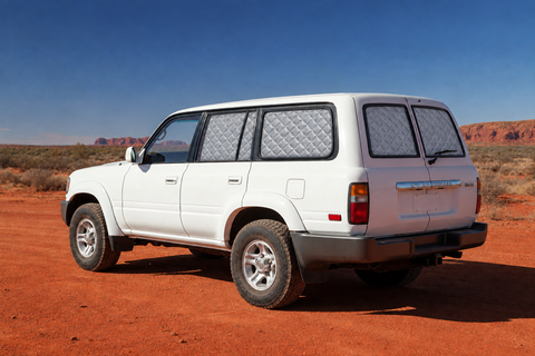 Landcruiser 80 Series GX silver screens with fixed cargo window